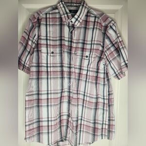 Alfani Men Regular Fit Shirt  Plaid Pockets ShrtSleeve Button Down Casual Size M